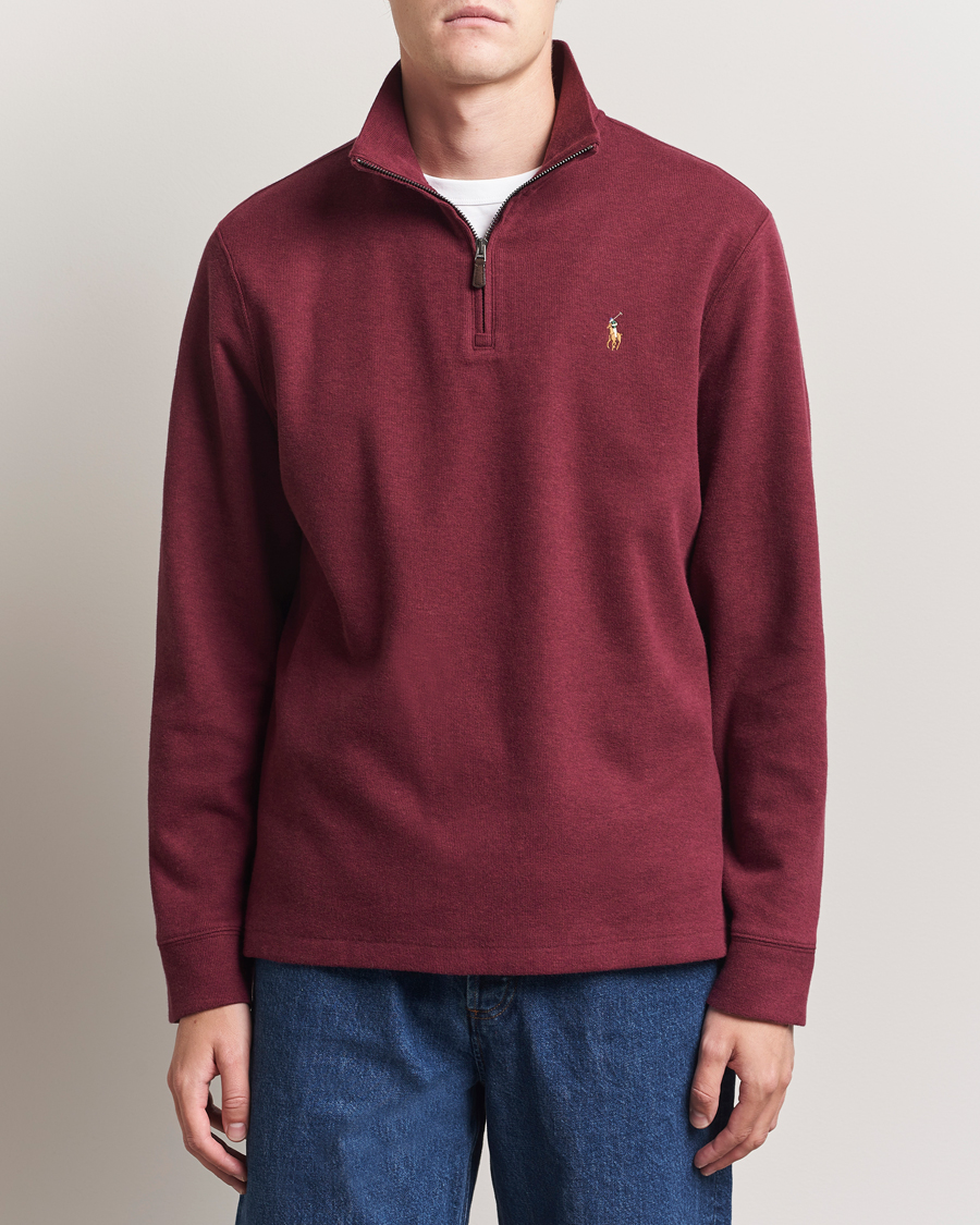 Herre | Gensere | Polo Ralph Lauren | Double Knit Jaquard Half Zip Sweater Wine Heather