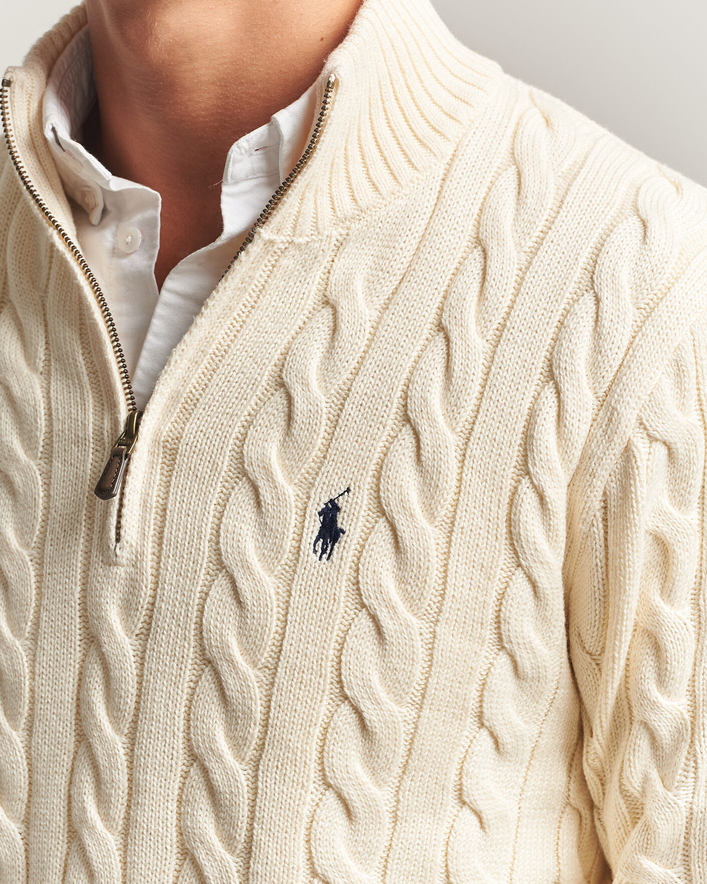 Herre | Gensere | Polo Ralph Lauren | Cotton Cable Half Zip Andover Cream