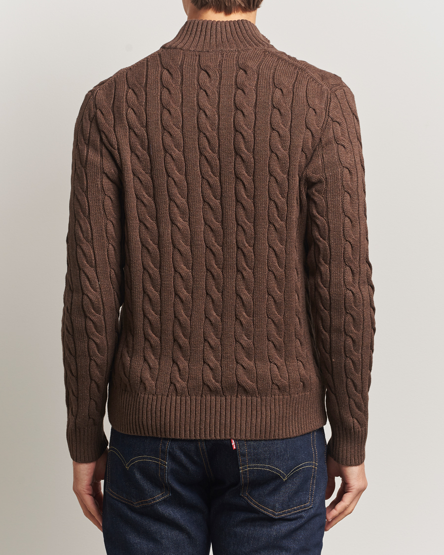 Herre | Gensere | Polo Ralph Lauren | Cotton Cable Half Zip Nutmeg Brown Heather