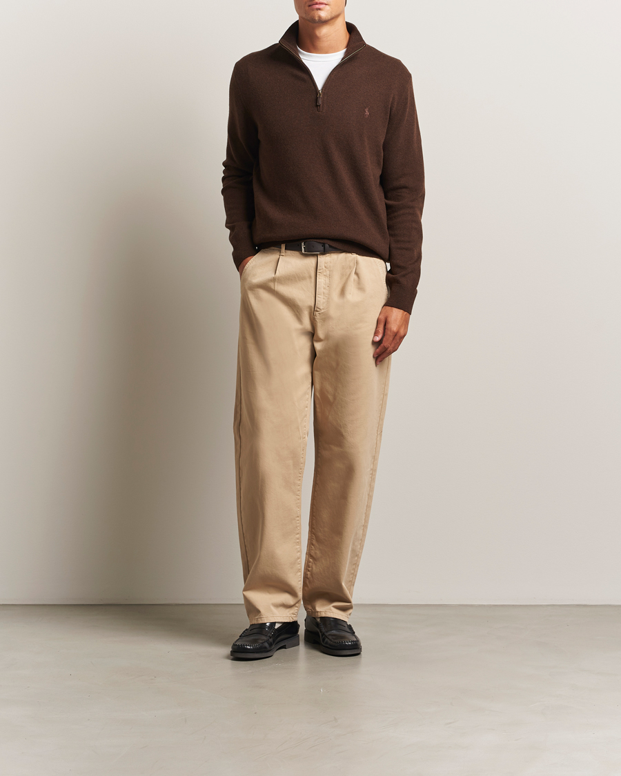 Herre | Gensere | Polo Ralph Lauren | Merino Half-Zip Sweater Cacao Brown Heather