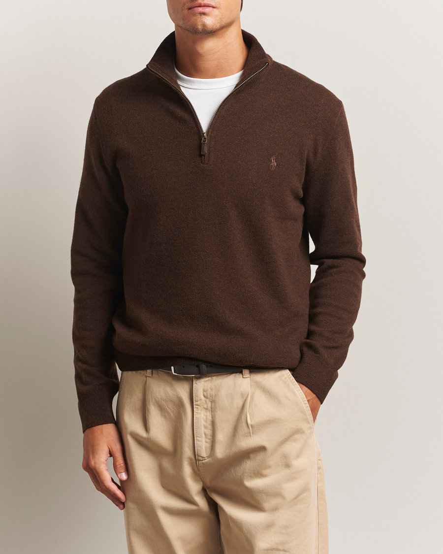 Herre | Gensere | Polo Ralph Lauren | Merino Half-Zip Sweater Cacao Brown Heather