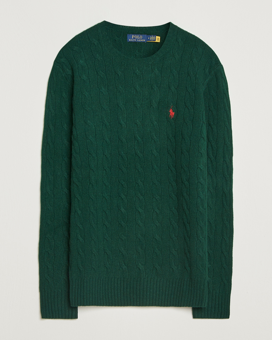Herre | Gensere | Polo Ralph Lauren | Wool/Cashmere Cable Crew Neck Moss Agate