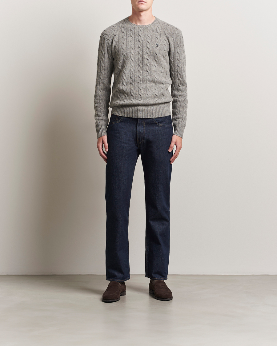 Herre | Gensere | Polo Ralph Lauren | Wool/Cashmere Cable Crew Neck Fawn Grey Heather