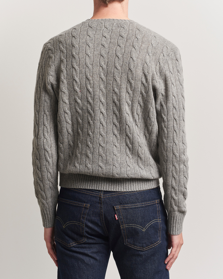 Herre | Gensere | Polo Ralph Lauren | Wool/Cashmere Cable Crew Neck Fawn Grey Heather