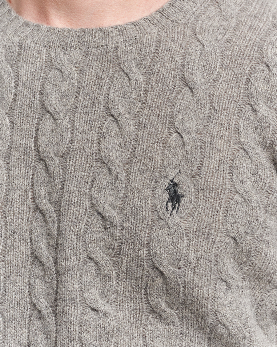 Herre | Gensere | Polo Ralph Lauren | Wool/Cashmere Cable Crew Neck Fawn Grey Heather