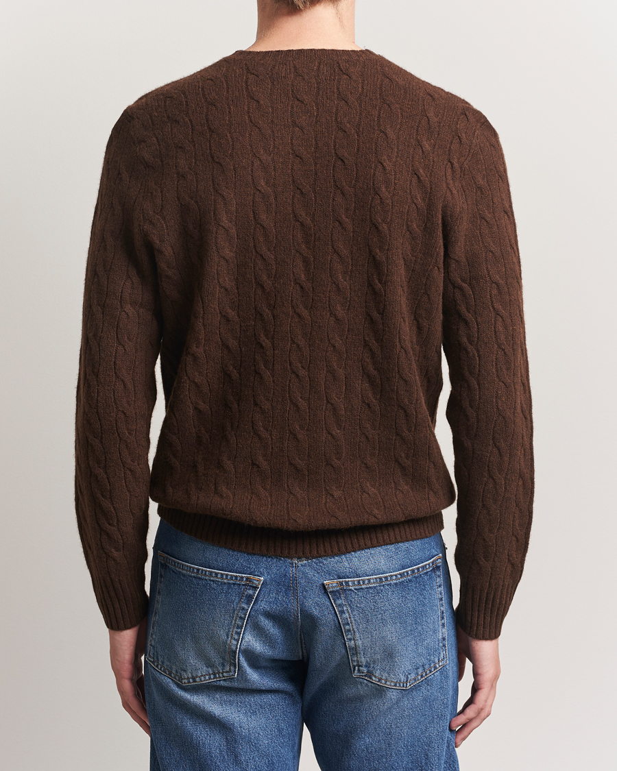 Herre | Gensere | Polo Ralph Lauren | Wool/Cashmere Cable Crew Neck Cacao Brown Heather