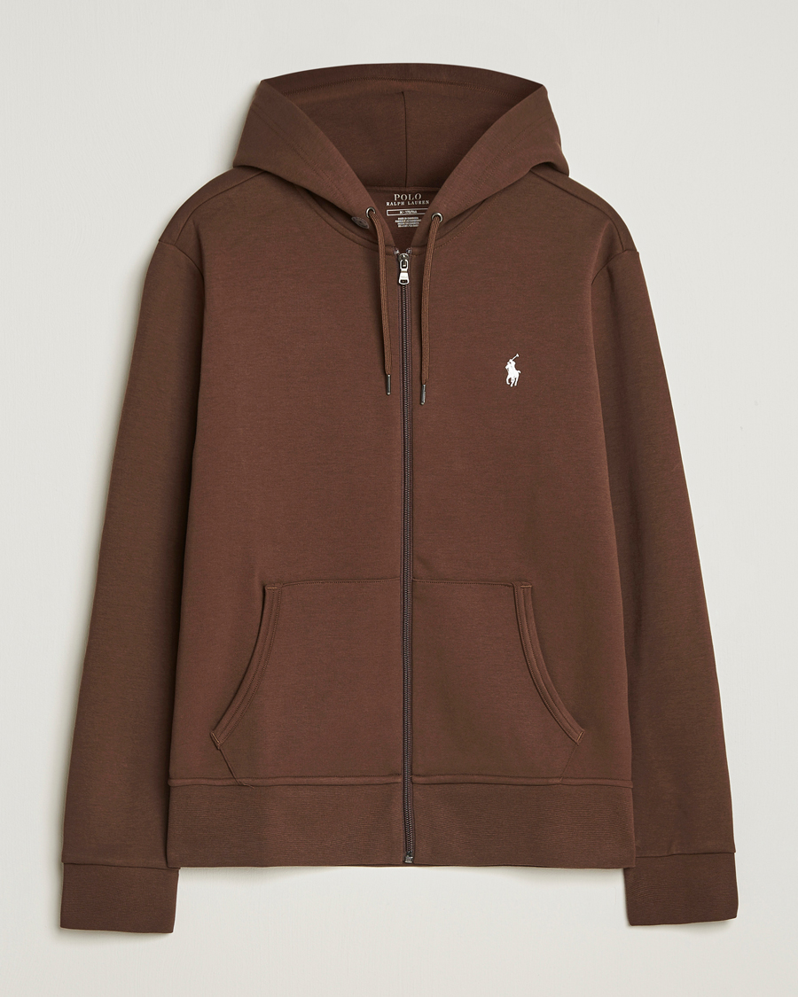 Herre | Gensere | Polo Ralph Lauren | Double Knitted Full-Zip Hoodie Branch Brown