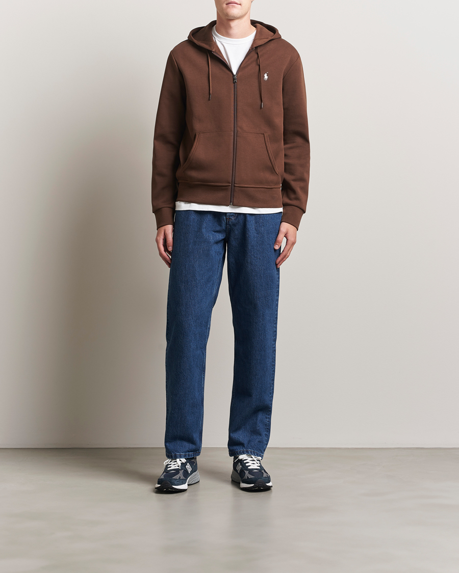 Herre | Gensere | Polo Ralph Lauren | Double Knitted Full-Zip Hoodie Branch Brown
