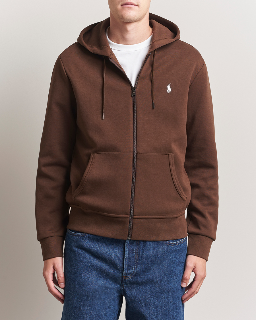 Herre | Gensere | Polo Ralph Lauren | Double Knitted Full-Zip Hoodie Branch Brown