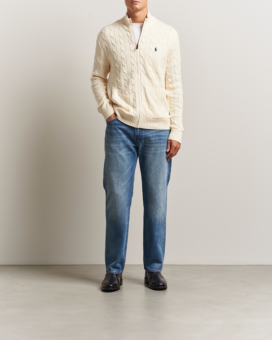 Herre | Gensere | Polo Ralph Lauren | Cotton Cable Full Zip Andover Cream