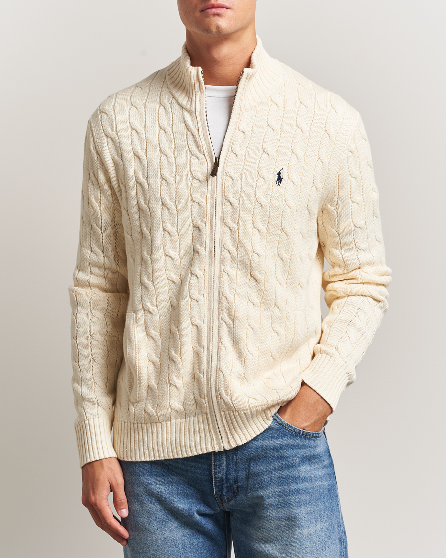 Herre | Gensere | Polo Ralph Lauren | Cotton Cable Full Zip Andover Cream
