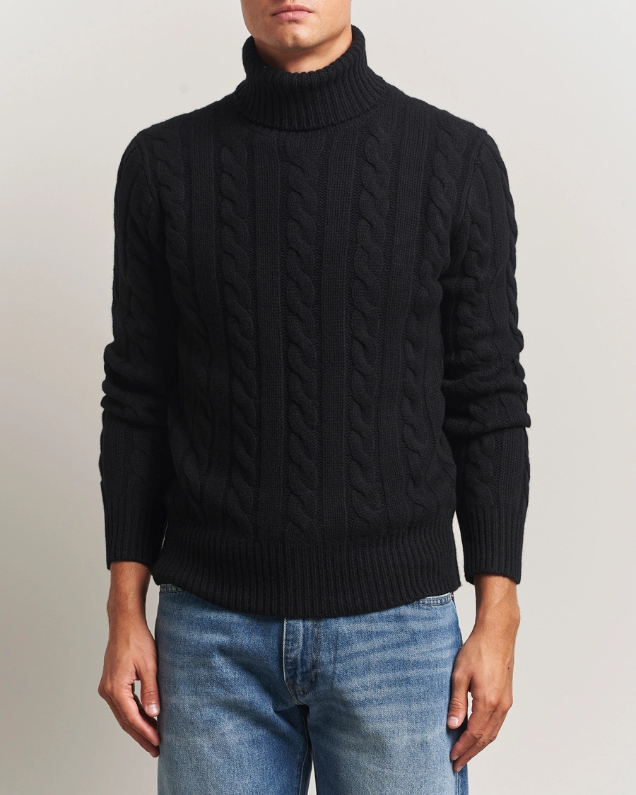 Herre | Gensere | Polo Ralph Lauren | Wool/Cashmere Cable Rollneck Polo Black