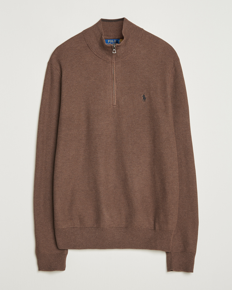 Herre | Gensere | Polo Ralph Lauren | Textured Half Zip Nutmeg Brown