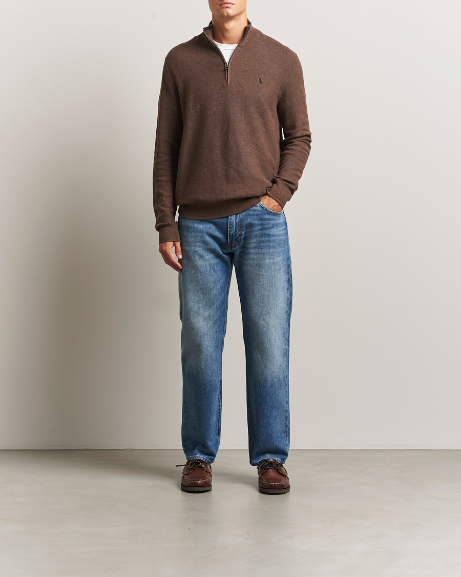 Herre | Gensere | Polo Ralph Lauren | Textured Half Zip Nutmeg Brown