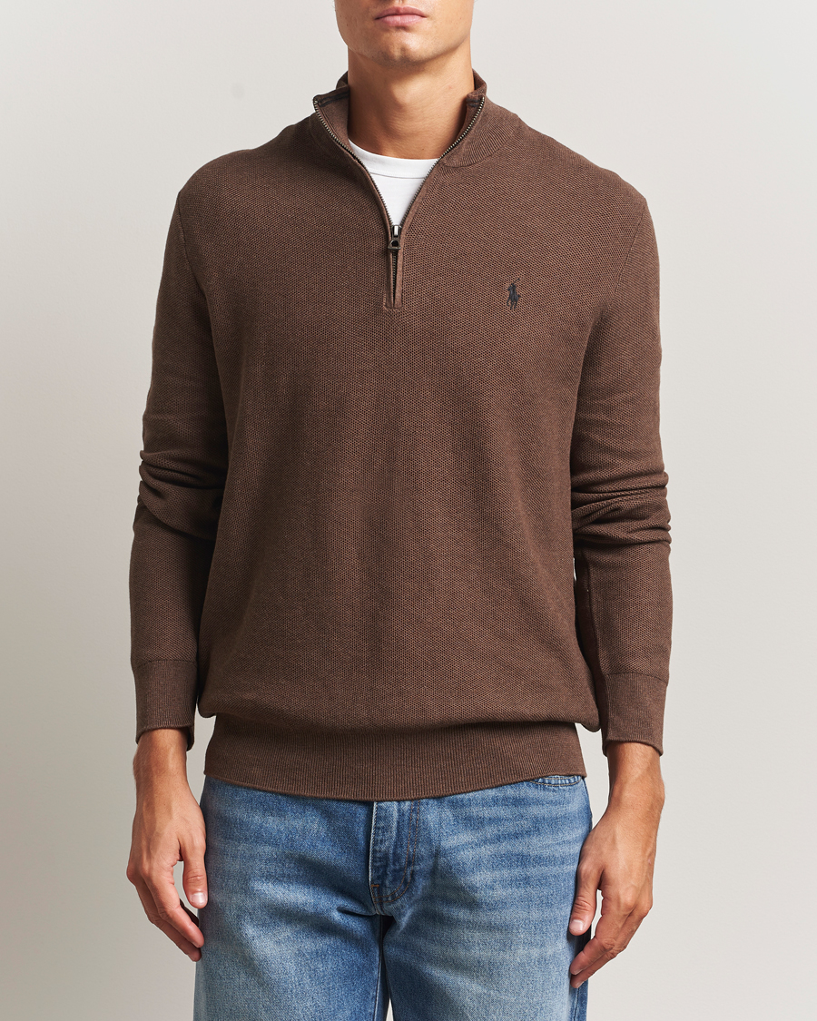 Herre | Gensere | Polo Ralph Lauren | Textured Half Zip Nutmeg Brown