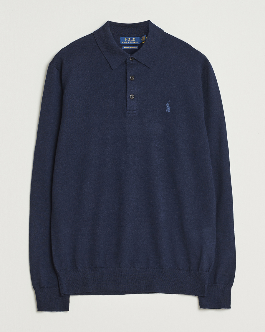 Herre | Gensere | Polo Ralph Lauren | Merino Long Sleeve Polo Hunter Navy
