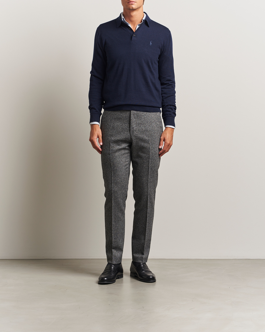 Herre | Gensere | Polo Ralph Lauren | Merino Long Sleeve Polo Hunter Navy