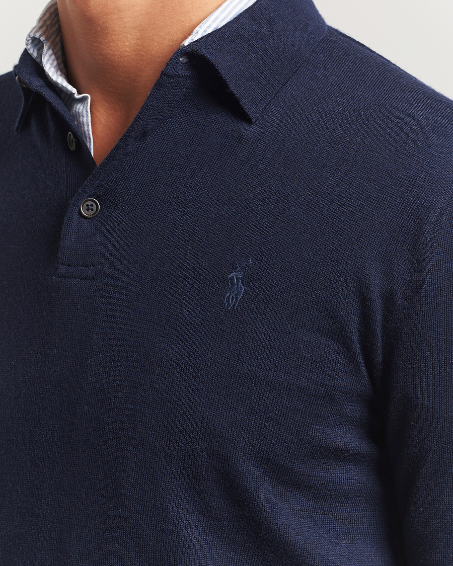 Herre | Gensere | Polo Ralph Lauren | Merino Long Sleeve Polo Hunter Navy