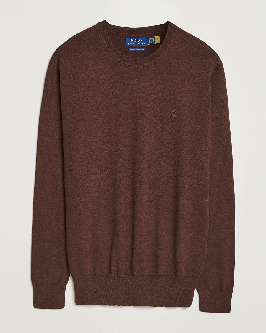Herre | Gensere | Polo Ralph Lauren | Merino Crew Neck Pullover Burnt Brown Melange