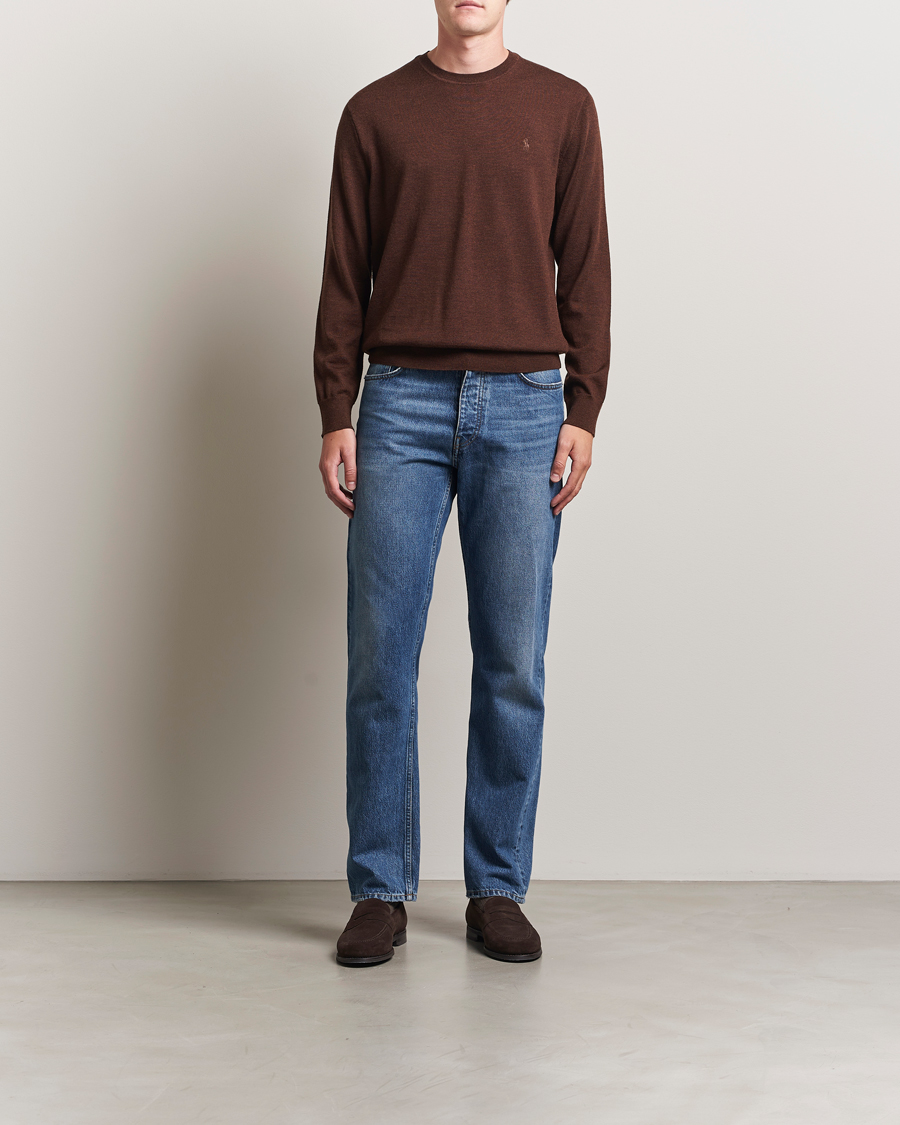 Herre | Gensere | Polo Ralph Lauren | Merino Crew Neck Pullover Burnt Brown Melange