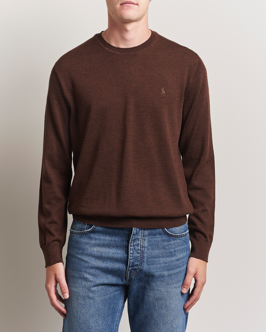 Herre | Gensere | Polo Ralph Lauren | Merino Crew Neck Pullover Burnt Brown Melange