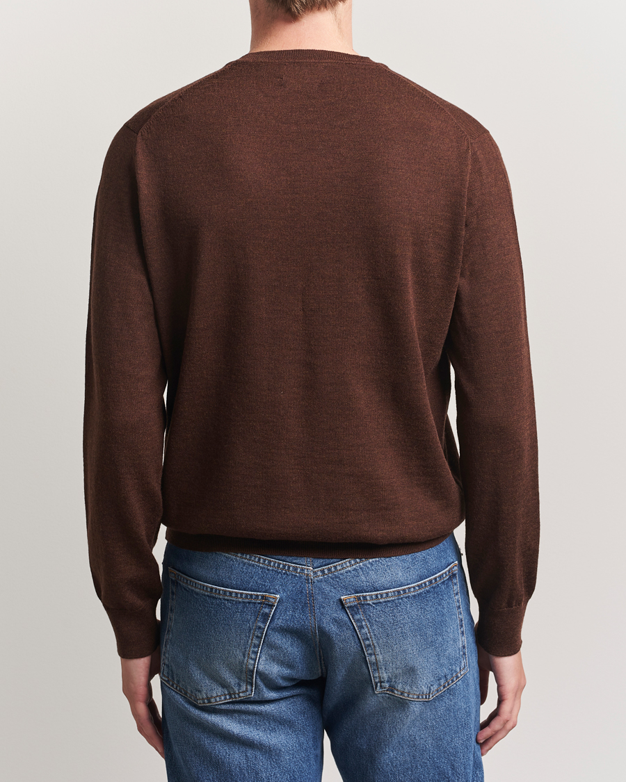 Herre | Gensere | Polo Ralph Lauren | Merino Crew Neck Pullover Burnt Brown Melange