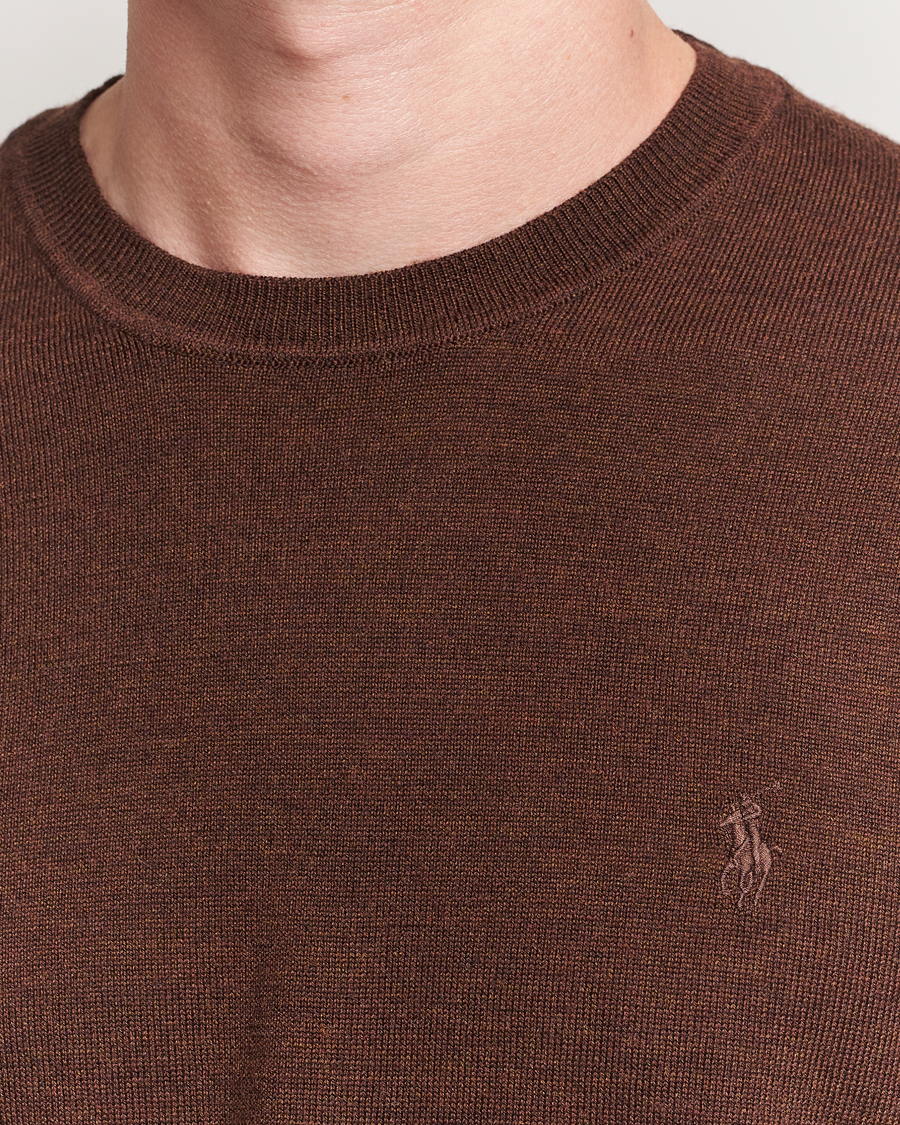 Herre | Gensere | Polo Ralph Lauren | Merino Crew Neck Pullover Burnt Brown Melange