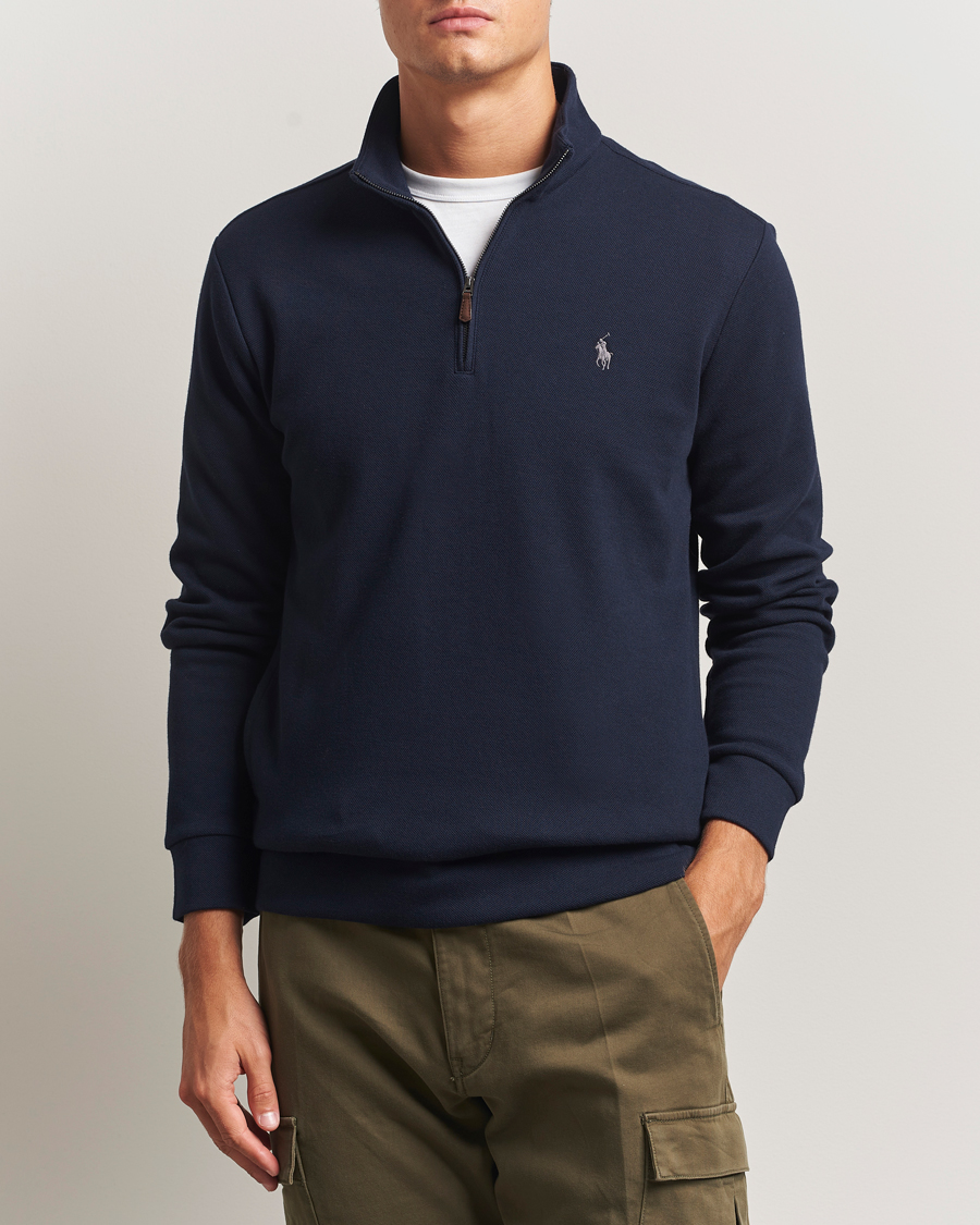 Herre | Gensere | Polo Ralph Lauren | Double Knit Jaquard Half Zip Sweater Aviator Navy
