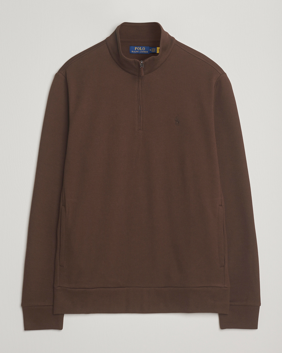 Herre | Gensere | Polo Ralph Lauren | Double Knit Jaquard Half Zip Sweater Nutmeg Brown