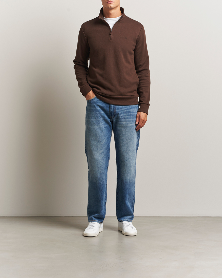 Herre | Gensere | Polo Ralph Lauren | Double Knit Jaquard Half Zip Sweater Nutmeg Brown