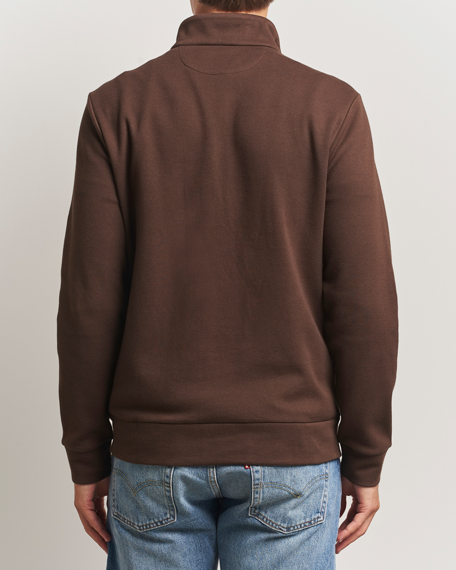 Herre | Gensere | Polo Ralph Lauren | Double Knit Jaquard Half Zip Sweater Nutmeg Brown