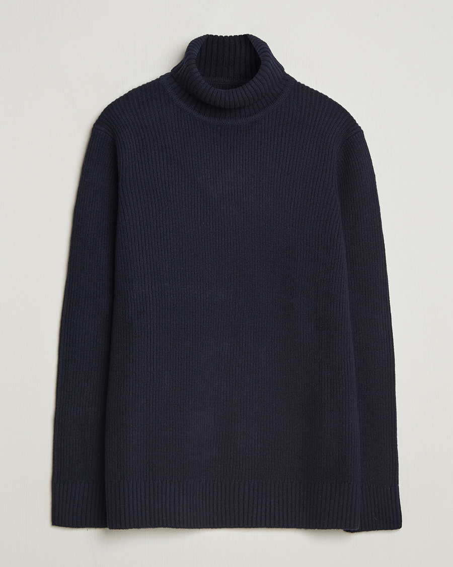 Herre | Gensere | Charles Tyrwhitt | Chunky Merino Roll Neck Navy