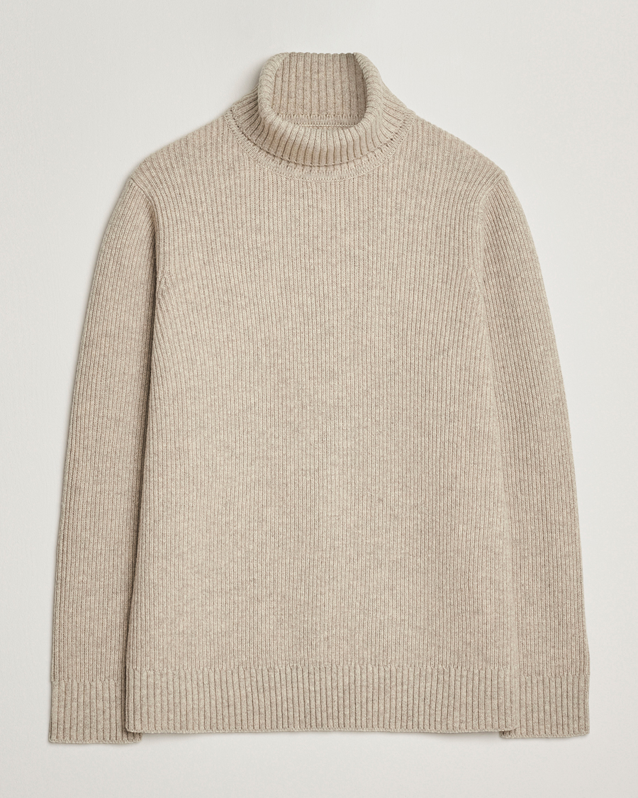 Herre | Gensere | Charles Tyrwhitt | Chunky Merino Roll Neck Oatmeal