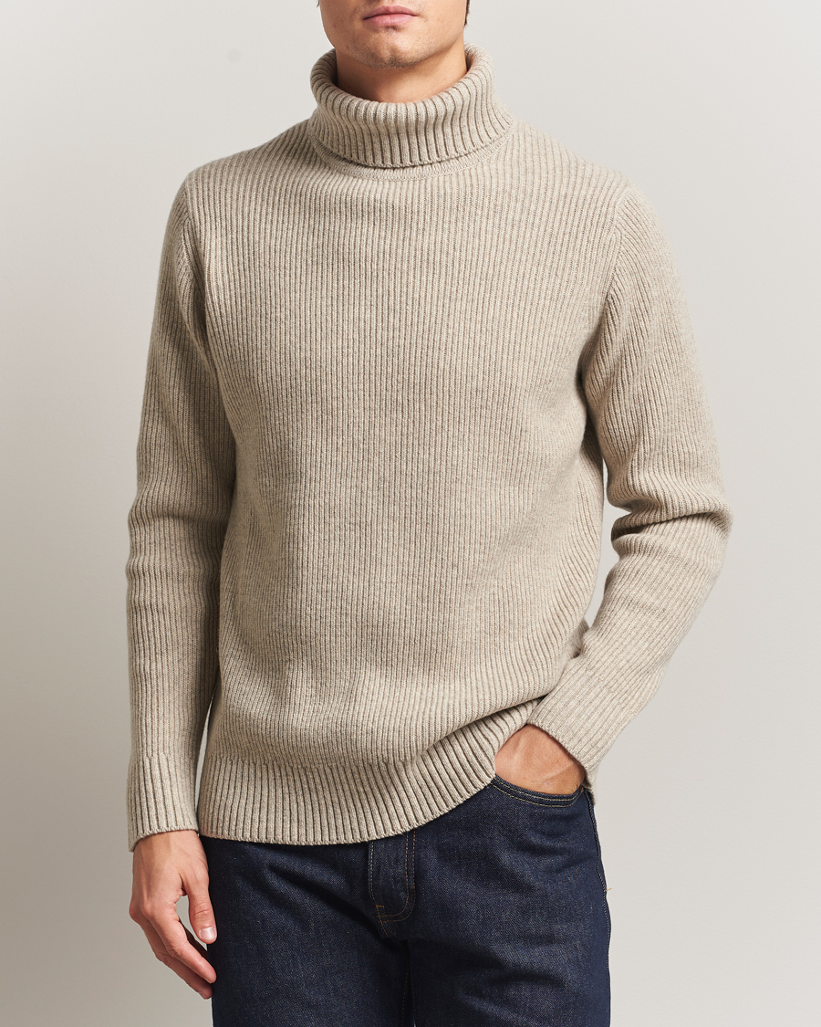 Herre | Gensere | Charles Tyrwhitt | Chunky Merino Roll Neck Oatmeal