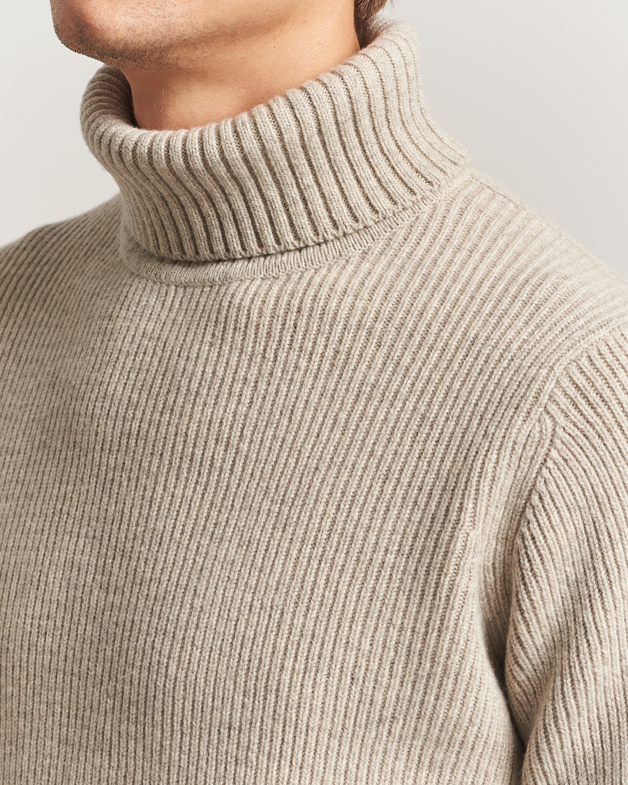 Herre | Gensere | Charles Tyrwhitt | Chunky Merino Roll Neck Oatmeal