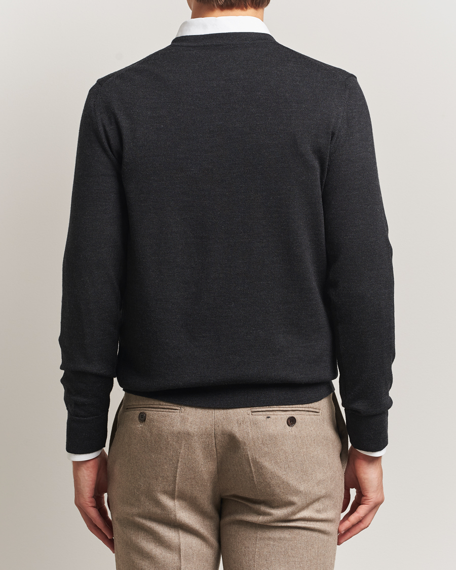 Herre | Gensere | Charles Tyrwhitt | Pure Merino V-Neck Jumper Dark Charcoal