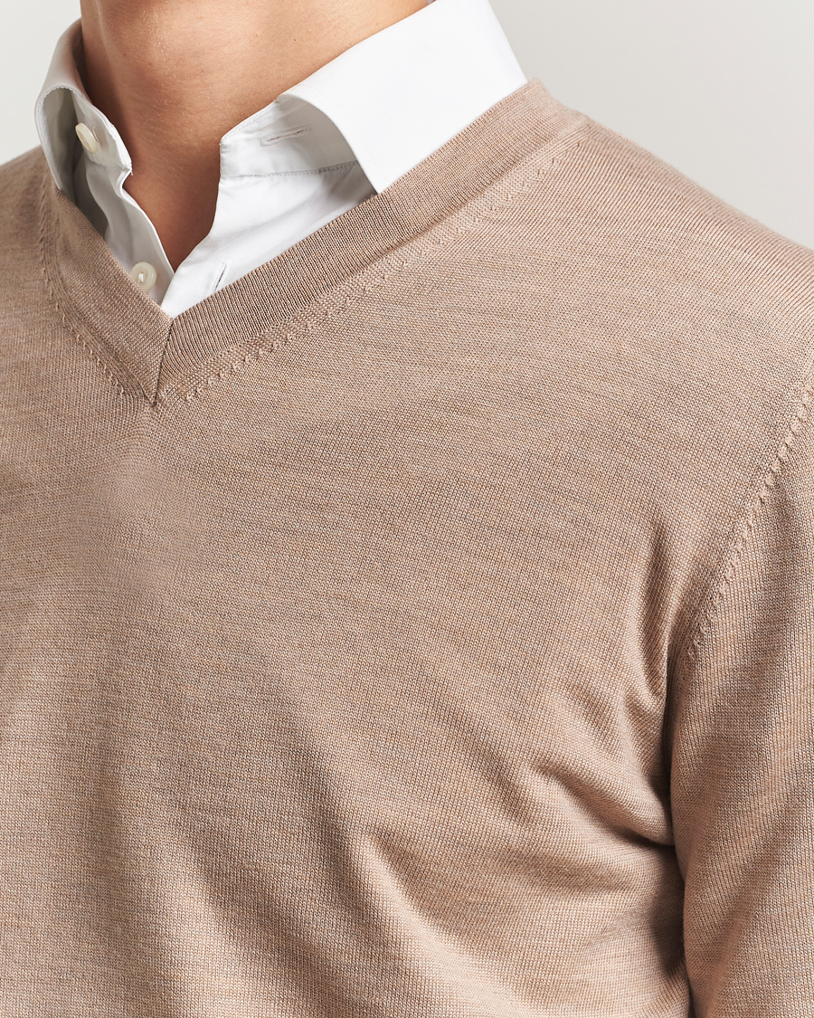 Herre | Gensere | Charles Tyrwhitt | Pure Merino V-Neck Jumper Oatmeal