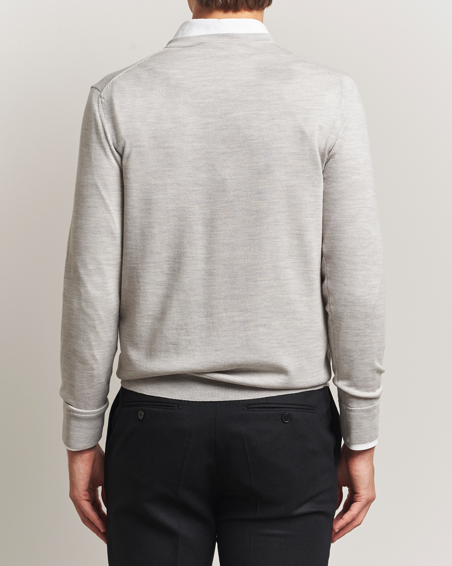 Herre | Gensere | Charles Tyrwhitt | Pure Merino V-Neck Jumper Silver Grey