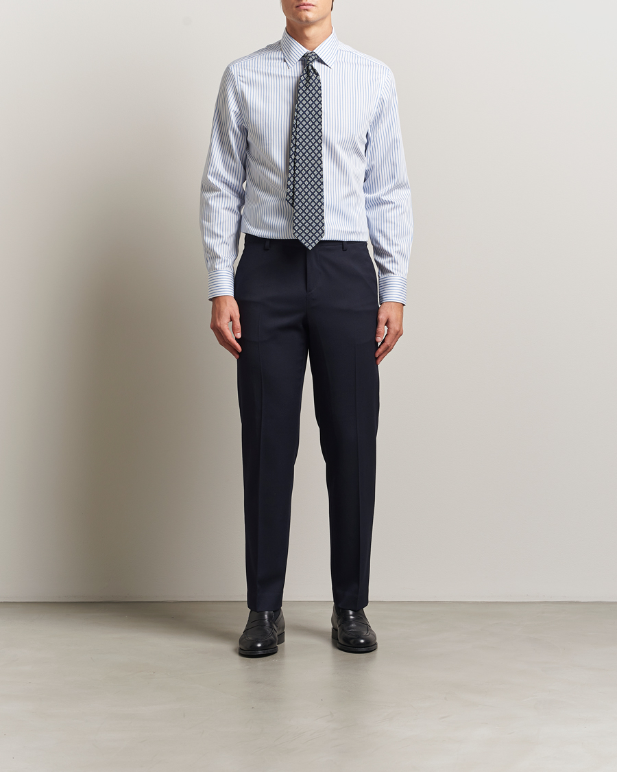 Herre | Skjorter | Charles Tyrwhitt | Slim Fit Non Iron Striped Twill Cut Away Shirt White/Sky
