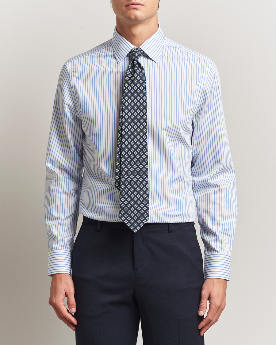 Herre | Skjorter | Charles Tyrwhitt | Slim Fit Non Iron Striped Twill Cut Away Shirt White/Sky