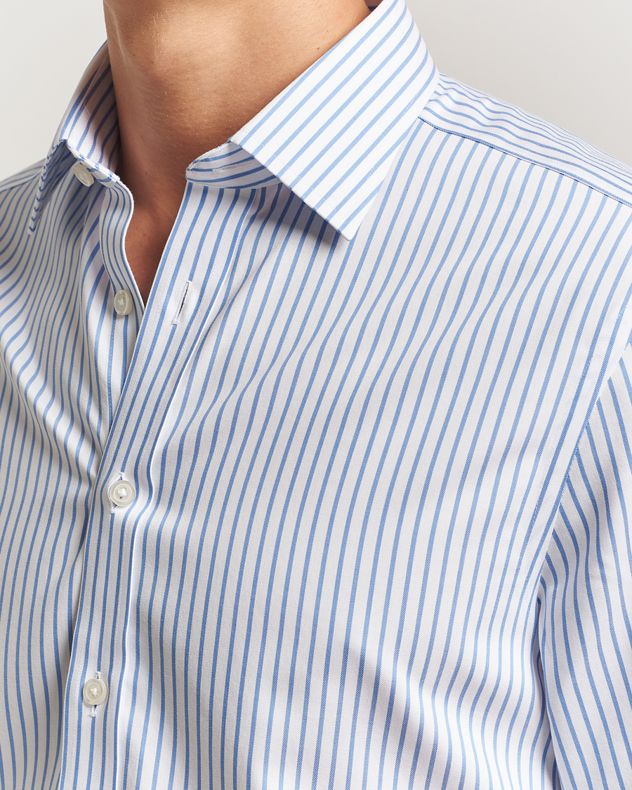 Herre | Skjorter | Charles Tyrwhitt | Slim Fit Non Iron Striped Twill Cut Away Shirt White/Sky