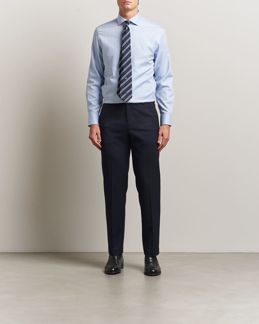 Herre | Skjorter | Charles Tyrwhitt | Slim Fit Non Iron Herringbone Cut Away Shirt Sky