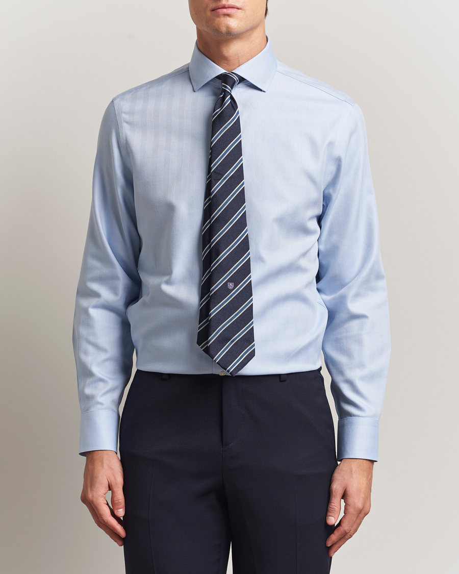 Herre | Skjorter | Charles Tyrwhitt | Slim Fit Non Iron Herringbone Cut Away Shirt Sky