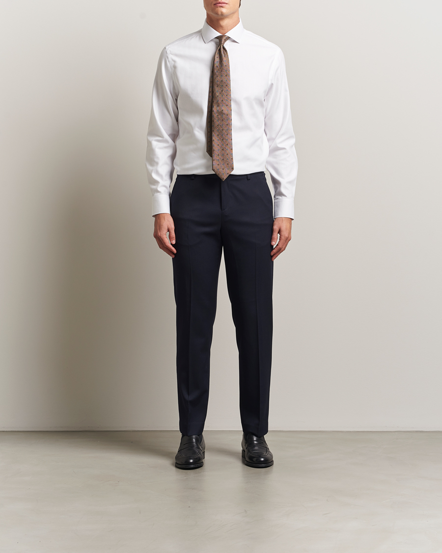 Herre | Skjorter | Charles Tyrwhitt | Slim Fit Non Iron Herringbone Cut Away Shirt White