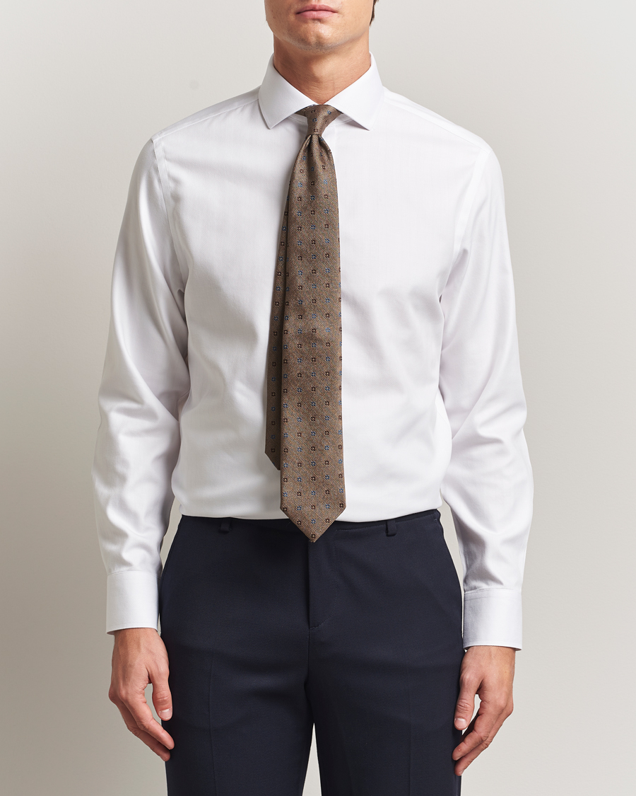 Herre | Skjorter | Charles Tyrwhitt | Slim Fit Non Iron Herringbone Cut Away Shirt White
