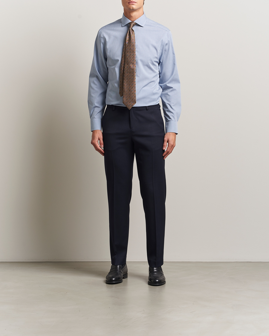 Herre | Skjorter | Charles Tyrwhitt | Slim Fit Non Iron Poplin Gingham Shirt Royal Blue