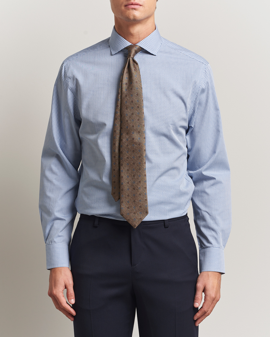Herre | Skjorter | Charles Tyrwhitt | Slim Fit Non Iron Poplin Gingham Shirt Royal Blue