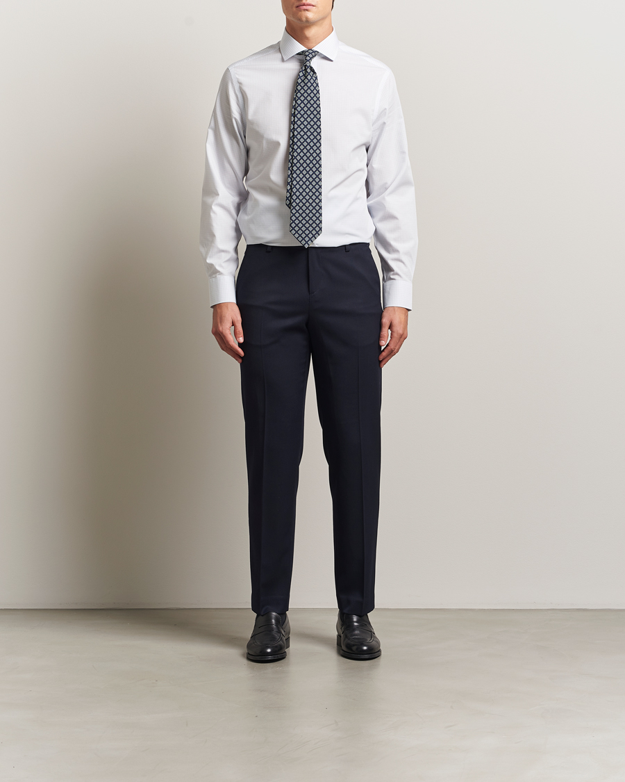 Herre | Skjorter | Charles Tyrwhitt | Slim Fit Non Iron Poplin Check Shirt Ice Blue
