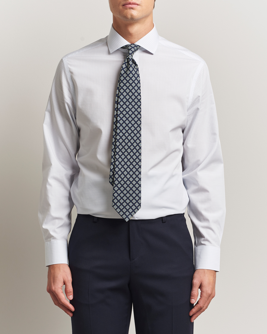 Herre | Skjorter | Charles Tyrwhitt | Slim Fit Non Iron Poplin Check Shirt Ice Blue