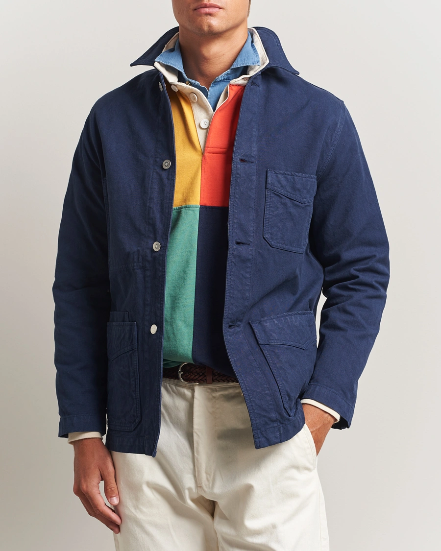 Herre | Jakker | Drake's | Duck Cotton Canvas Chore Coat Navy